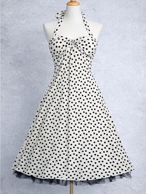 Vintage Bella Studio | Polka Dot Halter Swing Dress
